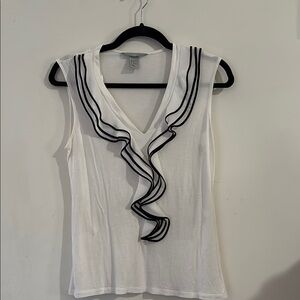 H&M White Sleeveless Ruffled Blouse